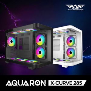 ARMAGGEDDON MICRO ATX STEEL PC CASE AQUARON X-CURVE 285 FULLY BLACK 3 BLIZZARD 1 RGB 5 1