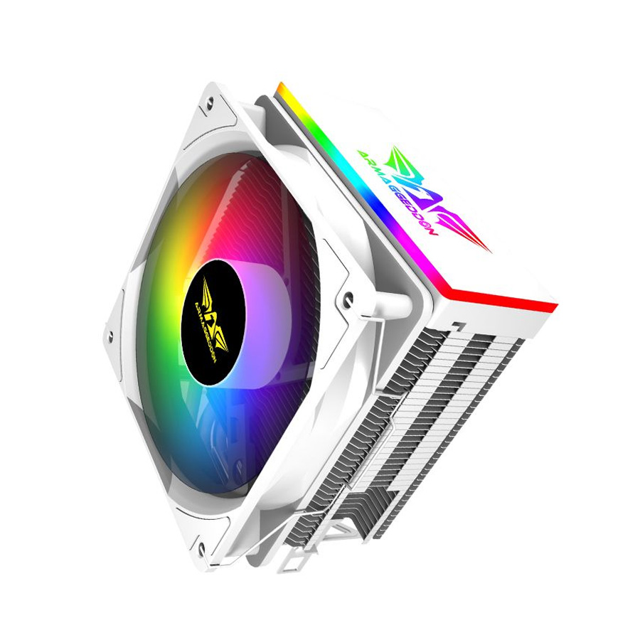 ARMAGGEDDON ARGB SILENT 12CM CPU COOLING FAN 4 HEAT PIPES WHITE ARMAGGEDDON ARGB SILENT 12CM CPU COOLING FAN 4 HEAT PIPES WHITE
