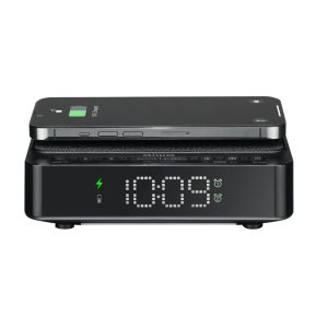 AIWA ALARM CLOCK RADIO WITH WIRELESS CHARGING 5W BLACK
