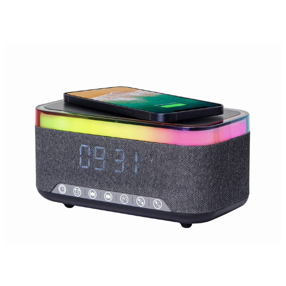GEMBIRD DIGITAL ALARM CLOCK WITH SPEAKER AND WIRELESS CHARGING FUNCTION BLACK/GREY GEMBIRD DIGITAL ALARM CLOCK WITH SPEAKER AND WIRELESS CHARGING FUNCTION BLACK/GREY