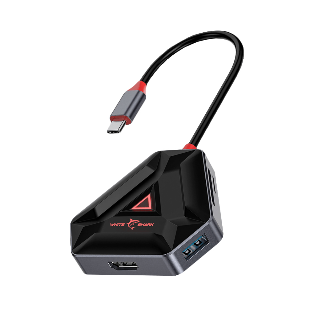 WHITE SHARK 6IN1 TYPE-C HUB BLACK/SILVER WHITE SHARK 6IN1 TYPE-C HUB BLACK/SILVER