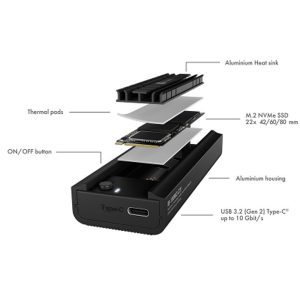 ICY BOX TYPE-C/USB 3.2 M.2 NVMe & SATA DOCKING TOOLESS BLACK 3 IB 180MC C31 7