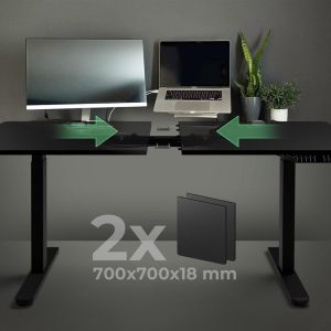 ICY BOX ERGONOMIC WORKSTATION, MOTORISED DESK INCL. SPILLED DESKTOP 140x170CM AND DIGITAL MEMORY TOUCH PANEL 2 MOTORISED DESK INCL. SPILLED DESKTOP 140x170CM AND DIGITAL MEMORY TOUCH PANEL