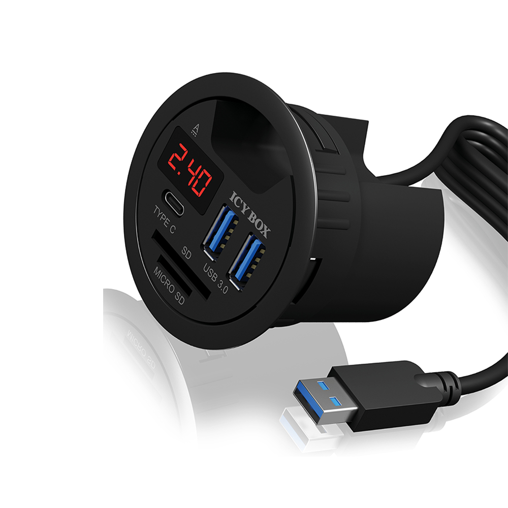 ICY BOX 3-PORT LED DESK HUB AND CARD READER ICY BOX 3-PORT LED DESK HUB AND CARD READER