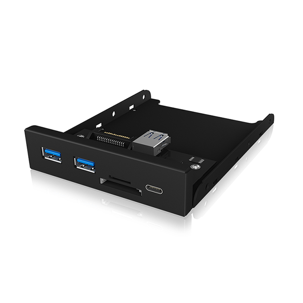 ICY BOX FRONT PANEL 4-PORT USB3.2 HUB AND CARD READER BLACK ICY BOX FRONT PANEL 4-PORT USB3.2 HUB AND CARD READER BLACK