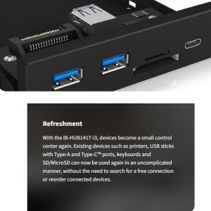 ICY BOX FRONT PANEL 4-PORT USB3.2 HUB AND CARD READER BLACK 4 IB HUB1417 i3 3