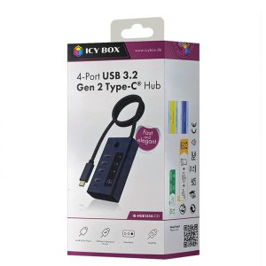 ICY BOX 4-PORT TYPE-C 3.2 GEN2 HUB WITH LCD SCREEN AND PSU 24W 3 IB HUB1454 C31 1