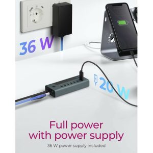 ICY BOX 7-PORT TYPE-C 3.2 GEN2 HUB WITH LCD SCREEN AND PSU 36W 2 IB HUB1457 C31 1