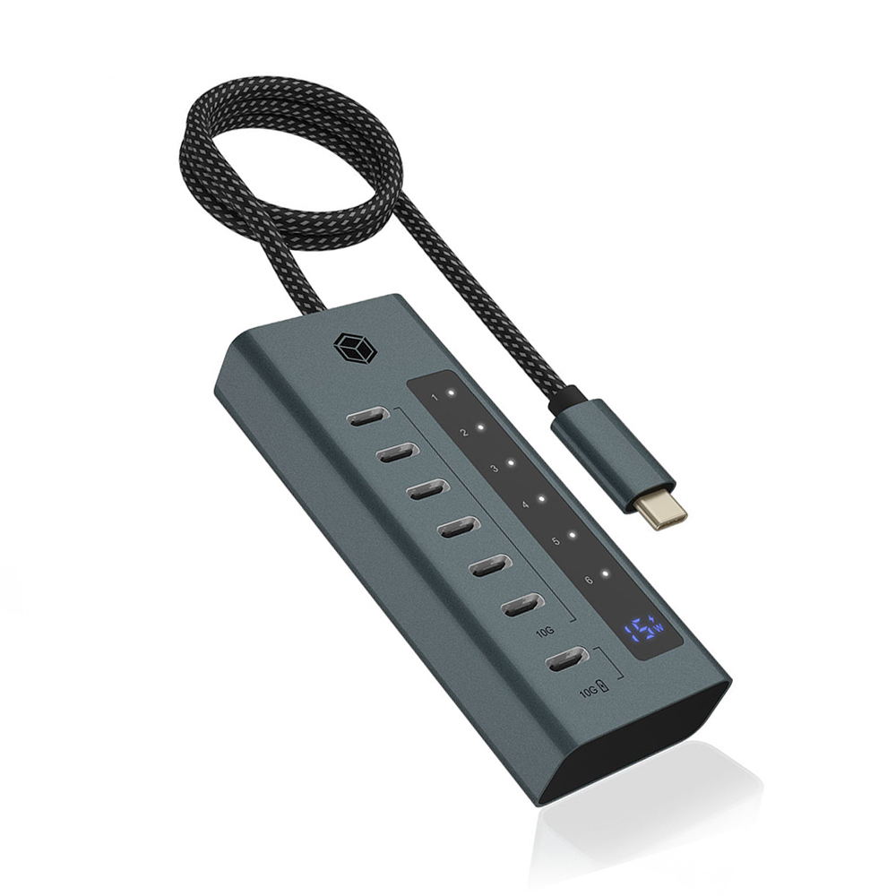 ICY BOX 7-PORT TYPE-C 3.2 GEN2 HUB WITH LCD SCREEN AND PSU 36W ICY BOX 7-PORT TYPE-C 3.2 GEN2 HUB WITH LCD SCREEN AND PSU 36W