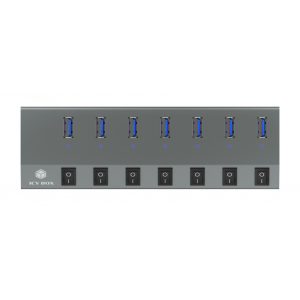 ICY BOX 7-PORT USB3.2 ALUMINIUM HUB WITH INDIVIDUAL ON/OFF SWITCHES, POWER SUPPLY AND CABLE 1M 3 IB HUB1701 C3 2