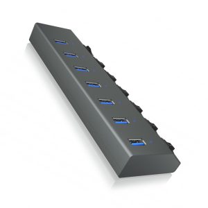 ICY BOX 7-PORT USB3.2 ALUMINIUM HUB WITH INDIVIDUAL ON/OFF SWITCHES, POWER SUPPLY AND CABLE 1M 2 POWER SUPPLY AND CABLE 1M