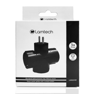LAMTECH POWER SOCKET SPLITTER WITH 3 SCHUKO OUTLETS BLACK 4 LAM023787 D