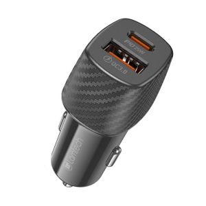 LAMTECH DUAL PORT CAR FAST CHARGER  TYPE-C PD 25W & USB 18W BLACK