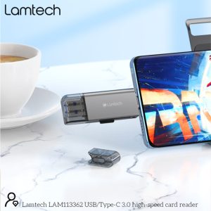 LAMTECH USB/TYPE-C 3.0 HIGH SPEED CARD READER METAL GREY 2 LAM113362 1