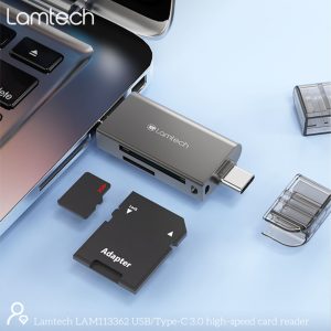 LAMTECH USB/TYPE-C 3.0 HIGH SPEED CARD READER METAL GREY 3 LAM113362 m 1