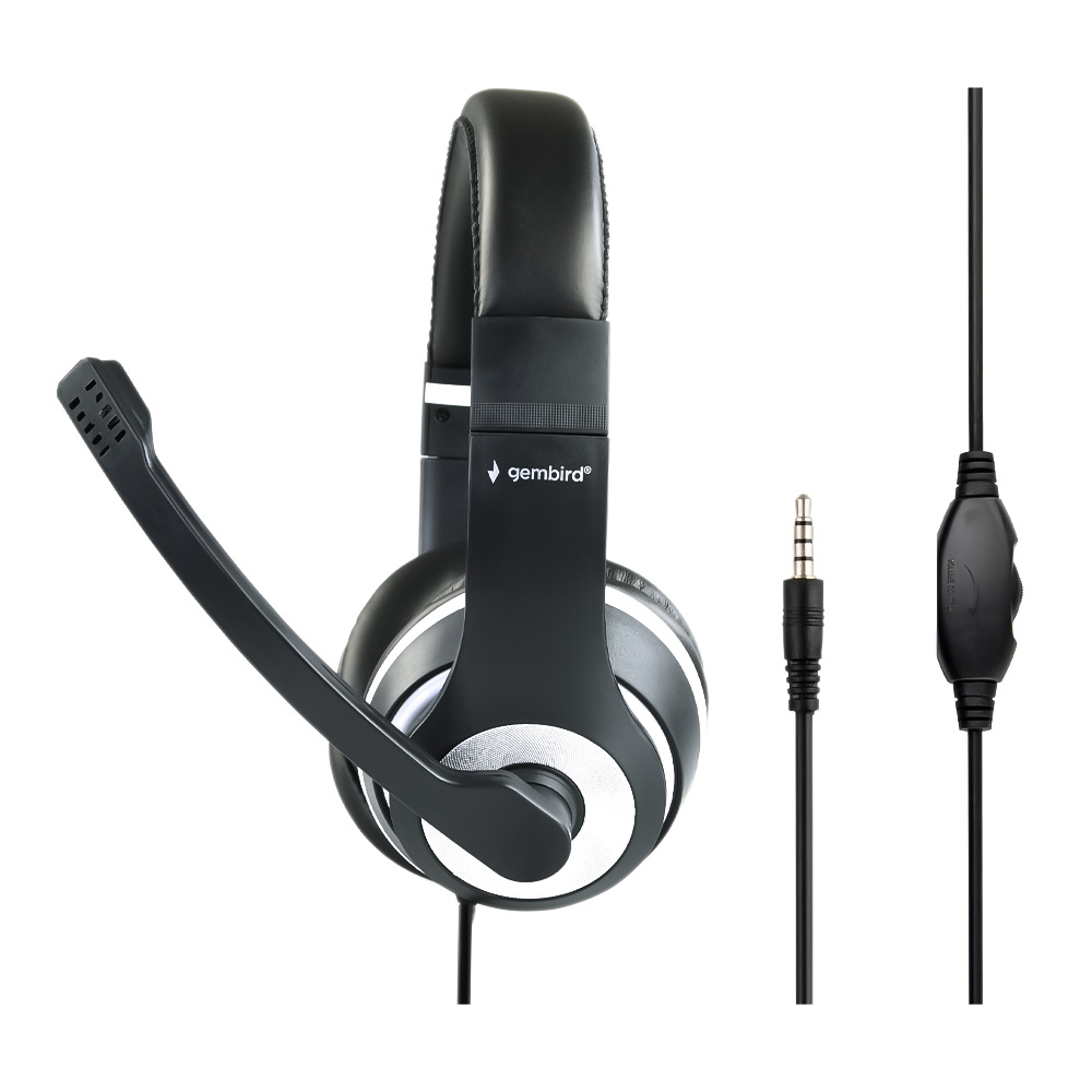 GEMBIRD JACK STEREO HEADSET BLACK WITH WHITE RING REFURBISHED GEMBIRD JACK STEREO HEADSET BLACK WITH WHITE RING REFURBISHED