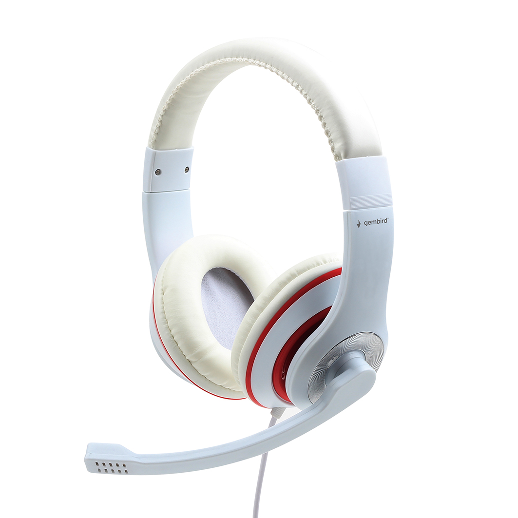 GEMBIRD JACK STEREO HEADSET WHITE WITH RED RING GEMBIRD JACK STEREO HEADSET WHITE WITH RED RING