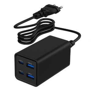 GEMBIRD 4-PORT 65W GaN USB PD FAST CHARGER BLACK
