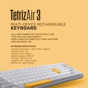 ALCATROZ BT5.3/2.4G MULTI-DEVICE RECHARGEABLE KEYBOARD TETRIZ AIR 3 SUMMER WHITE 3 TETRIZ AIR3 8
