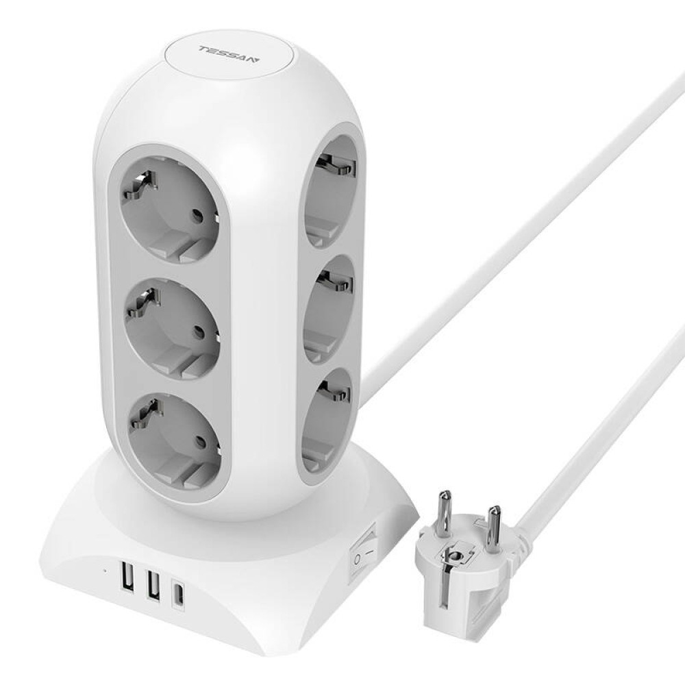 TESSAN 15 IN 1 TOWER SURGE PROTECTOR 25W 12xSCHUKO TESSAN 15 IN 1 TOWER SURGE PROTECTOR 25W 12xSCHUKO