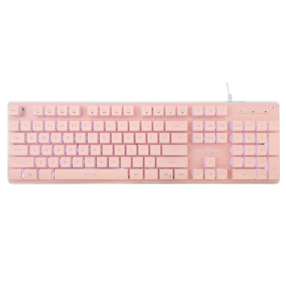 WHITE SHARK LED KEYBOARD GK-003441 TACHI US LAYOUT PINK WHITE SHARK LED KEYBOARD GK-003441 TACHI US LAYOUT PINK