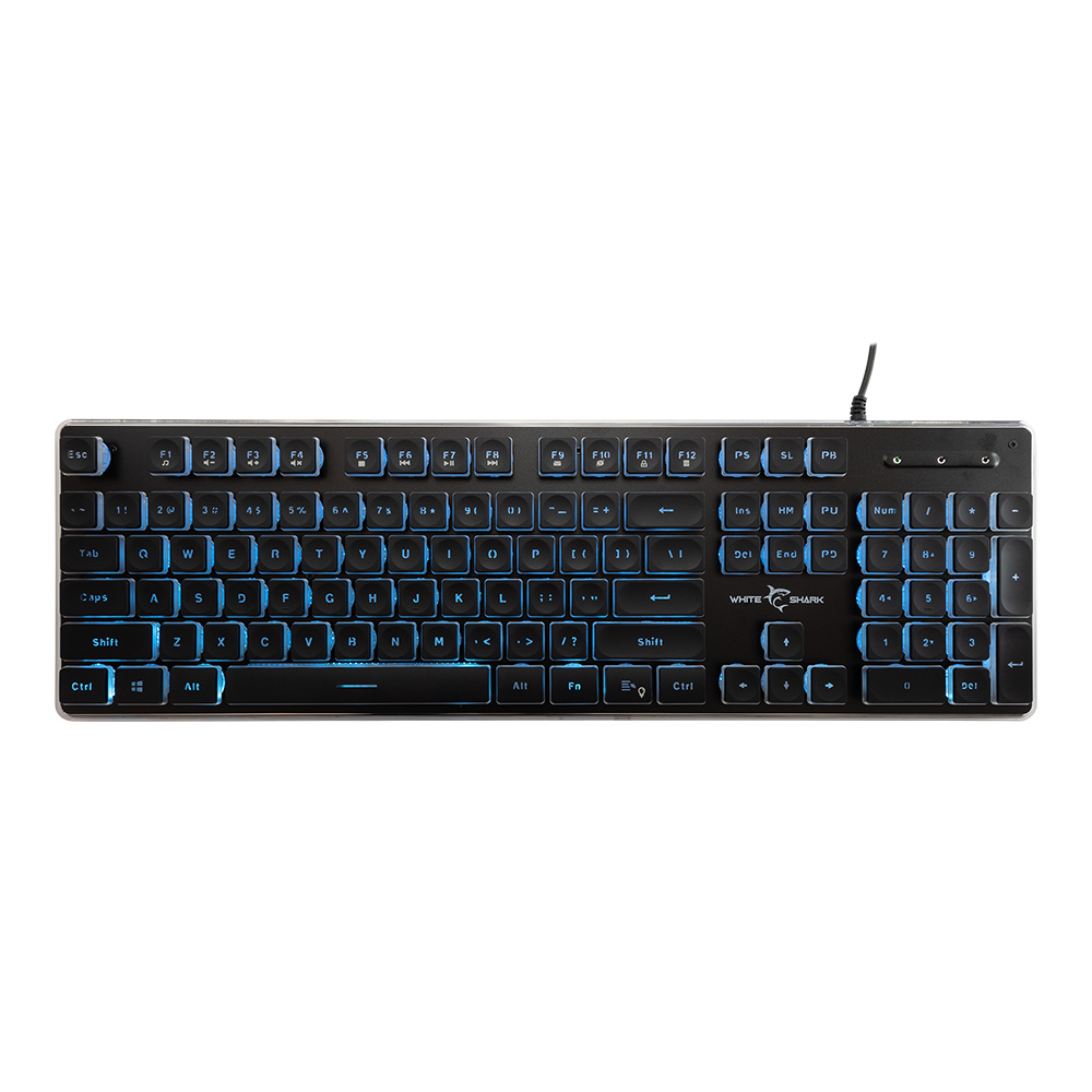 WHITE SHARK LED KEYBOARD GK-003141 TACHI US LAYOUT BLACK WHITE SHARK LED KEYBOARD GK-003141 TACHI US LAYOUT BLACK
