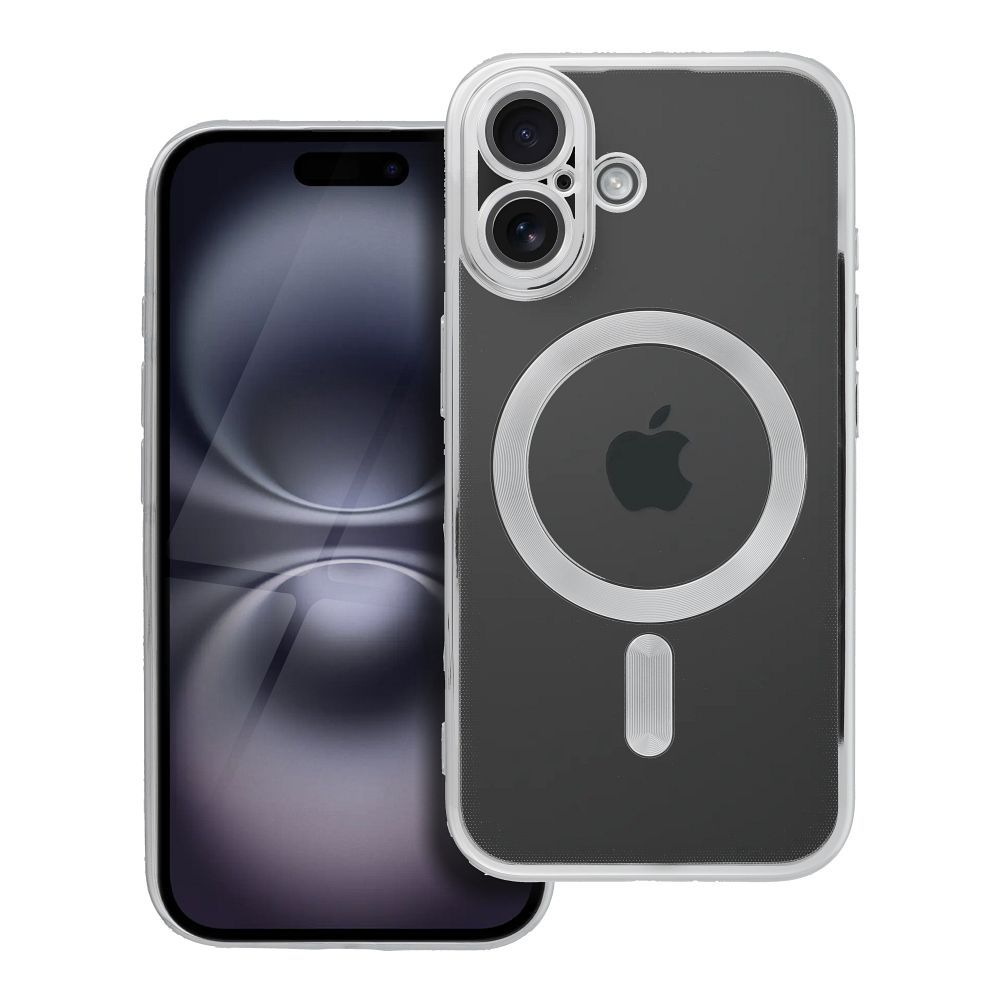 Case for iPhone 16 Electro Mag Cover compatible with MagSafe silver Case for iPhone 16 Electro Mag Cover compatible with MagSafe silver