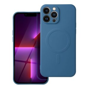 Case for iPhone 13 PRO MAX Silicone Mag Cover compatible with MagSafe (camera protection) blue