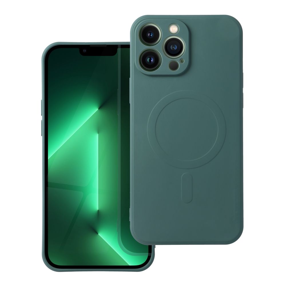 Case for iPhone 13 PRO Silicone Mag Cover compatible with MagSafe (camera protection) dark green Case for iPhone 13 PRO Silicone Mag Cover compatible with MagSafe (camera protection) dark green
