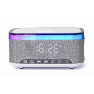 GEMBIRD DIGITAL ALARM CLOCK WITH SPEAKER AND WIRELESS CHARGING FUNCTION WHITE/LIGHT GREY 4 img 1