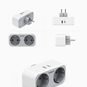 TESSAN 4 IN 1 WALL SOCKET 2xSCHUKO, 1xTYPE-C,1xUSB 4 st r960 gal new 5