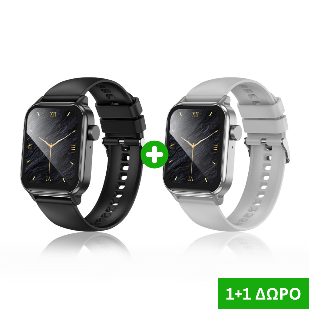 1+1 Δώρο – 2 Smartwatch με Ελληνικό Μενού & Κλήσεις, Παλμογράφο & Μέτρηση οξυγόνου – Μαύρο & Ασημί 1+1 Δώρο – 2 Smartwatch με Ελληνικό Μενού & Κλήσεις, Παλμογράφο & Μέτρηση οξυγόνου – Μαύρο & Ασημί