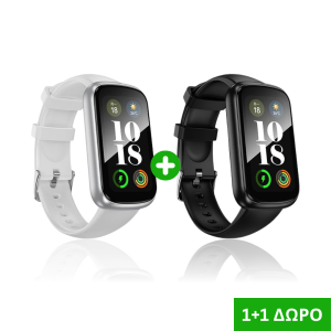 1+1 Δώρο – 2 Smartwatch με Ελληνικό Μενού, Μέτρηση Οξυγόνου, Αδιάβροχο IP68 – Μαύρο & Λευκό
