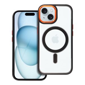 COLOR EDGE MAG COVER case compatible with MagSafe for IPHONE 15 black gold