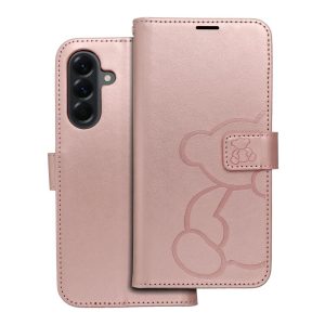 Flip case for Samsung A56 5G Mezzo Book teddy bear rose gold