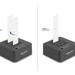 DELOCK docking station για M.2 NVMe SSD 64300, 2 θέσεων, 20Gbps, clone/erase function, μαύρο 2 2 θέσεων