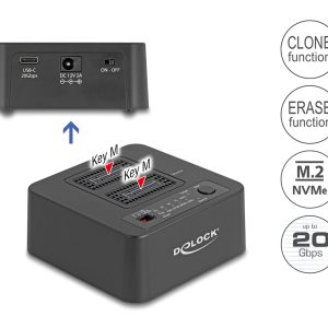 DELOCK docking station για M.2 NVMe SSD 64300, 2 θέσεων, 20Gbps, clone/erase function, μαύρο 3 20Gbps