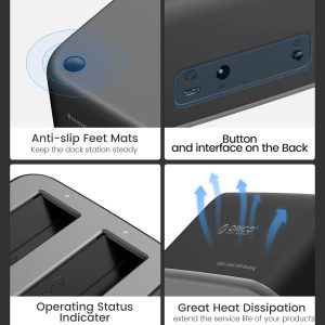ORICO docking station για 2.5" ή 3.5" SATA HDD/SSD 6829C3-V1, 2 θέσεων, 5Gbps, μαύρο 3 5Gbps