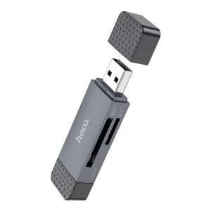 Card reader SD / TF Hoco USB A / USB C 2.0 metal gray