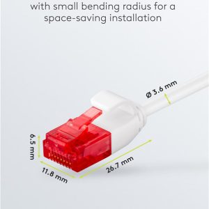 GOOBAY καλώδιο δικτύου 71550, CAT 6 U/UTP, slim, copper, 250MHz, 0.25m, λευκό 4 copper