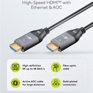 GOOBAY καλώδιο HDMI 2.1 76277 με Ethernet, 8K/60Hz, 48 Gbps, 40m, μαύρο 2 8K/60Hz
