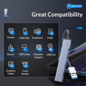 ORICO USB hub AH-A13, 4x θυρών, USB 3.0, 5Gbps, USB σύνδεση, γκρι 3 USB 3.0