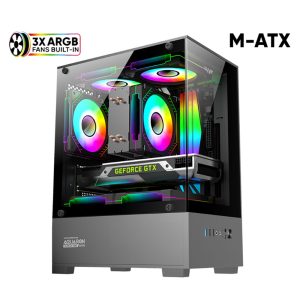 ARMAGGEDDON RGB M-ATX DUAL CHAMBER GAMING CASE AQUARON DUPLEX ONE BLACK