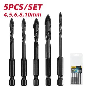 DELI σετ τρυπάνια DH-CZZ005-ED2 για γυαλί, 40Cr YG6X, 4/5/6/8/10mm, εξάγωνο, 5τμχ 2 40Cr YG6X