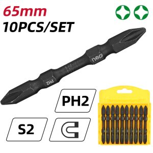 DELI σετ μύτες κατσαβιδιού DL252202 για δραπανοκατσάβιδο, διπλή κεφαλή, σταυρωτές, PH2x65mm, 10τμχ 3 σταυρωτές