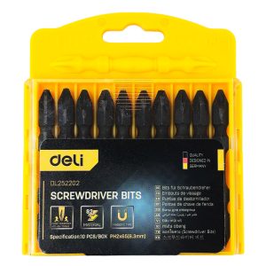 DELI σετ μύτες κατσαβιδιού DL252202 για δραπανοκατσάβιδο, διπλή κεφαλή, σταυρωτές, PH2x65mm, 10τμχ 4 PH2x65mm