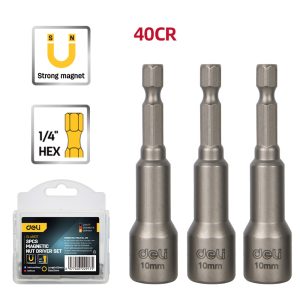 DELI σετ καρυδάκια DL4810T για δραπανοκατσάβιδο, μαγνητικά, 10mm, εξάγωνα, 3τμχ 3 10mm