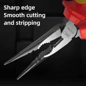 DELI μυτοτσίμπιδο ίσιο ηλεκτρολόγου DL512108 με αντιολισθητικές λαβές, VDE 1000V, 200mm 3 200mm