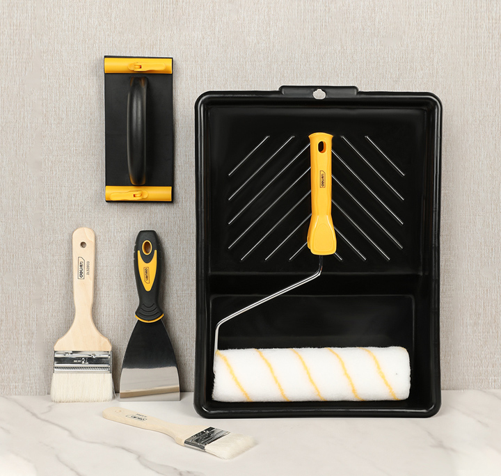 ρολό/2x πινέλα/σπάτουλα/γυαλοχαρτιέρα/σκάφη ρολό/2x πινέλα/σπάτουλα/γυαλοχαρτιέρα/σκάφη