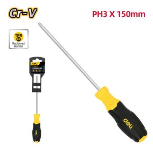 DELI κατσαβίδι σταυρωτό DL638150N με αντιολισθητική λαβή, μαγνητικό, PH3x150mm 3 PH3x150mm